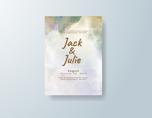Wedding invitation with abstract splash watercolor