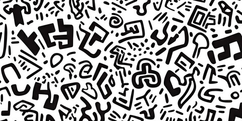 Abstract black and white pattern with intricate, stylized shapes (1)