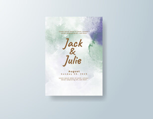 Wedding invitation with abstract splash watercolor
