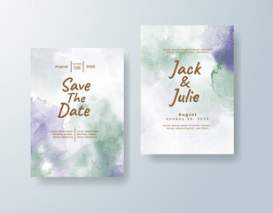 Wedding invitation with abstract splash watercolor