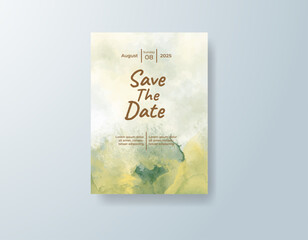 Wedding invitation with abstract splash watercolor