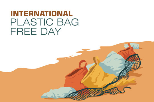 International Plastic Bag Free Day Vector Illustration. Minimalist vector background for International Plastic Bag Free Day, symbolizing awareness against plastic pollution
