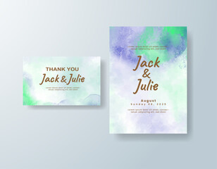 Wedding invitation with abstract splash watercolor