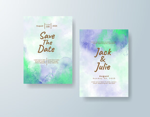 Wedding invitation with abstract splash watercolor