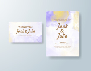 Wedding invitation with abstract splash watercolor