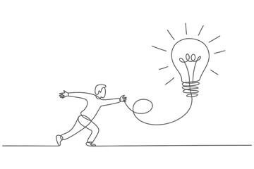 Man Pulling a Giant Light Bulb Idea