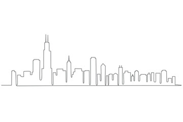 Fototapeta premium Continuous Line Drawing Chicago Skyline Illustration