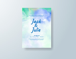 Wedding invitation with abstract splash watercolor