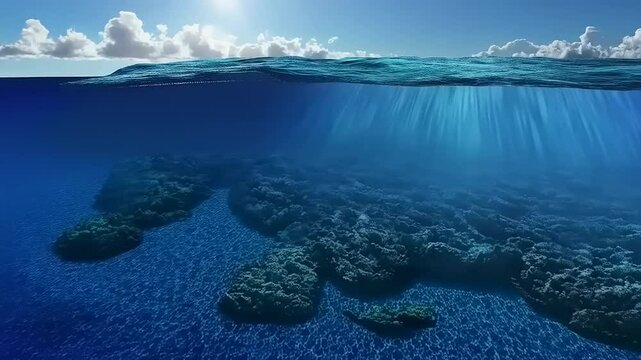 Ocean's Depth: A Split-Level View of Underwater World
