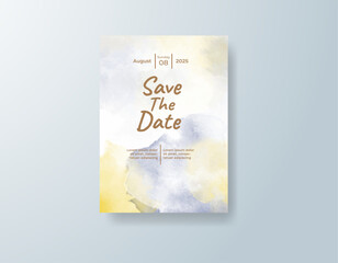 Wedding invitation with abstract splash watercolor