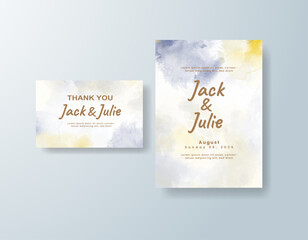 Wedding invitation with abstract splash watercolor
