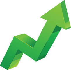 3d green arrow chart showing growth and success