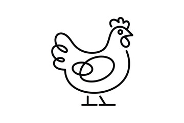 Simple Line Drawing of a Hen