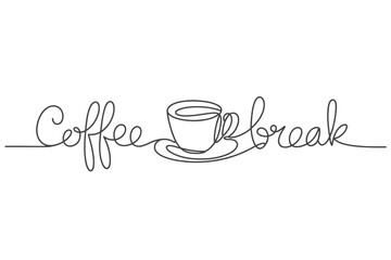 Continuous Line Coffee Break Illustration