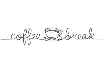 Coffee Break One Line Art Illustration