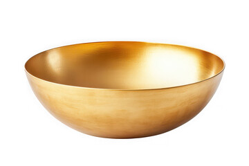 Golden bowl stock image, empty metal bowl, gold decorative bowl, kitchenware, tableware, shiny, metallic, object, isolated on transparent background