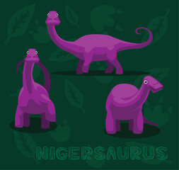 Dinosaur Nigersaurus Cartoon Vector Illustration © bullet_chained