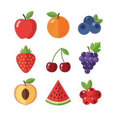 Fresh Fruit Medley: Colorful Vector Illustration