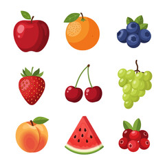 Colorful Assortment of Fresh Fruits Illustration