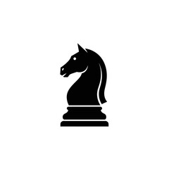 Black chess knight piece isolated on white background