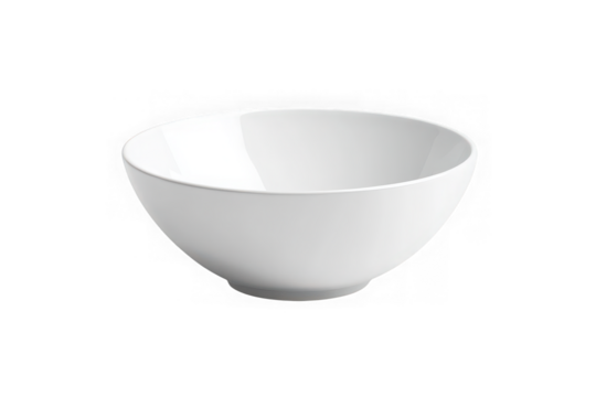 High-resolution white ceramic bowl image for food presentation and mockups, kitchenware stock photo, tableware, isolated on transparent background