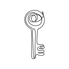Single Line Drawing of an Ornate Key