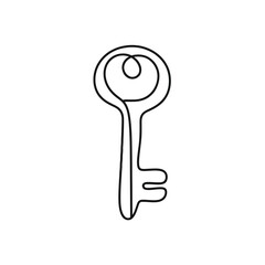 Single Line Drawing of a Heart Shaped Key