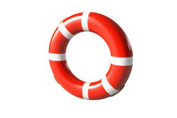 High resolution red lifebuoy life preserver lifesaver safety ring rescue equipment floatation device isolated on transparent background