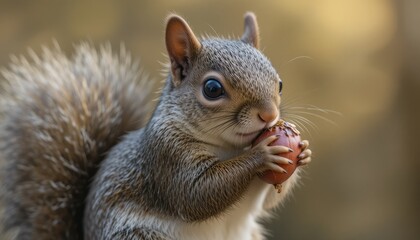 Obraz premium squirrel eating nut
