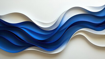 Abstract wavy design, white and blue, architectural background