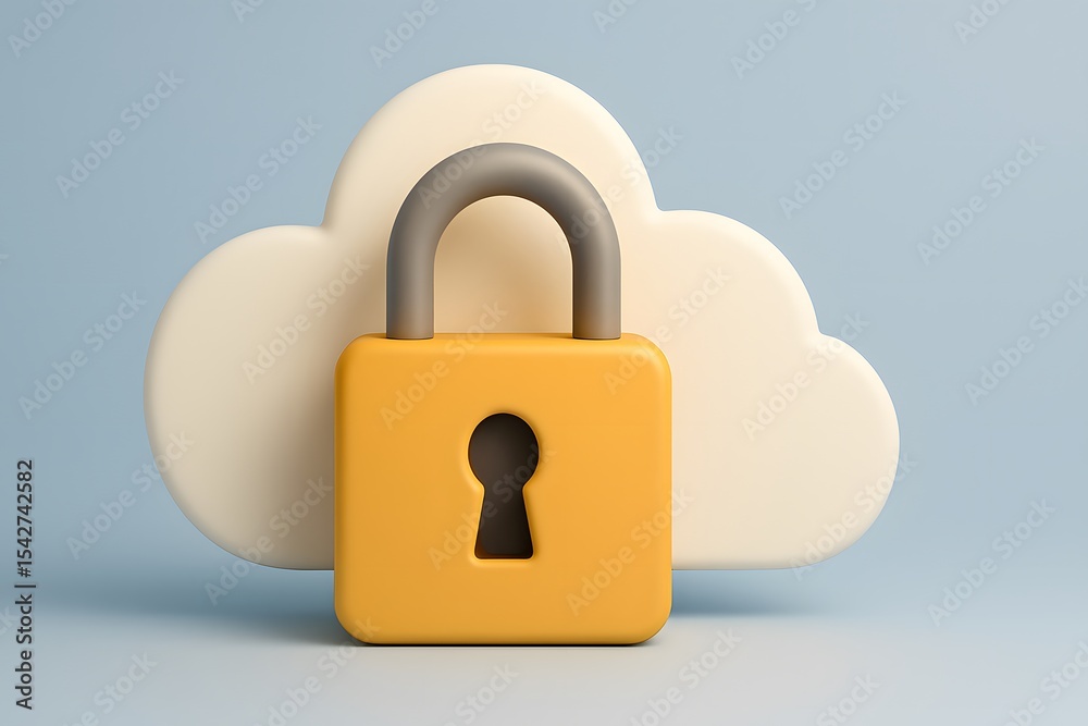 Aufkleber secure cloud technology with lock symbol and soft color scheme