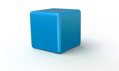 Cyan Cube 3d model isolated on white