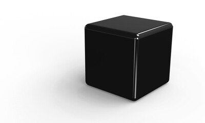 Black cube box isolated on white