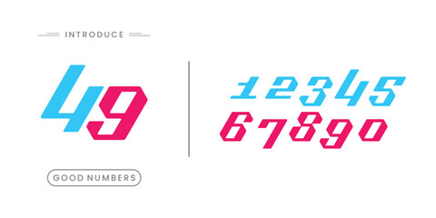 Tech beautiful elegant numerals. Vintage and old school retro typographic. Vector Illustration numbers.