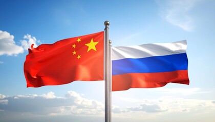 Naklejka premium China and Russia A Look at the Flags and International Relations