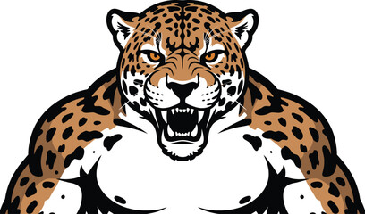 Fierce jaguar illustration depicting aggression and strength ready to pounce with sharp fangs
