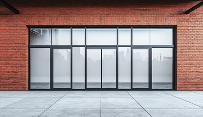 Brick storefront with large glass windows