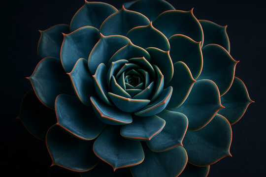 Echeveria Succulent Close-Up with Vivid Contrasts