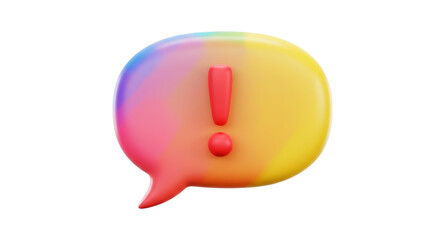Colorful 3D Speech Bubble with Red Exclamation Mark: Alert, Warning, & Notification Icon