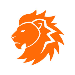 Orange Color Simple Lion Head logo Design, Orange Lions Logo.