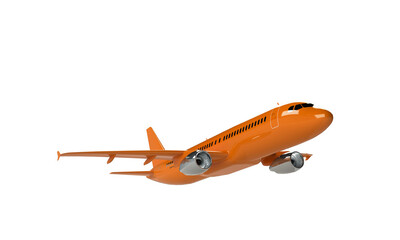 Orange airplane isolated on white