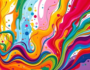 vibrant abstract paint swirls in multi colors, positioned at the bottom with clear copy space at the top, under high noon lighting.