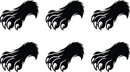 Naklejka premium Repeating pattern of black bear claw footprints on a clean white background for design elements