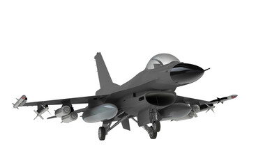 Fighter jet taking off landing isolated on black 