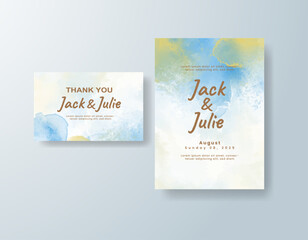 Wedding invitation with abstract watercolor background