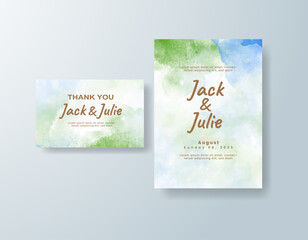 Wedding invitation with abstract watercolor background