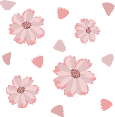Delicate Pink Cosmos Flower Pattern, Seamless Floral Design
