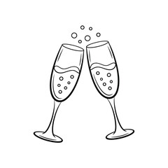 Two Champagne Flutes Toasting Celebration