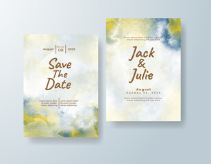 Wedding invitation with abstract watercolor background