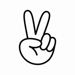 Peace Sign Hand Gesture Line Art Icon